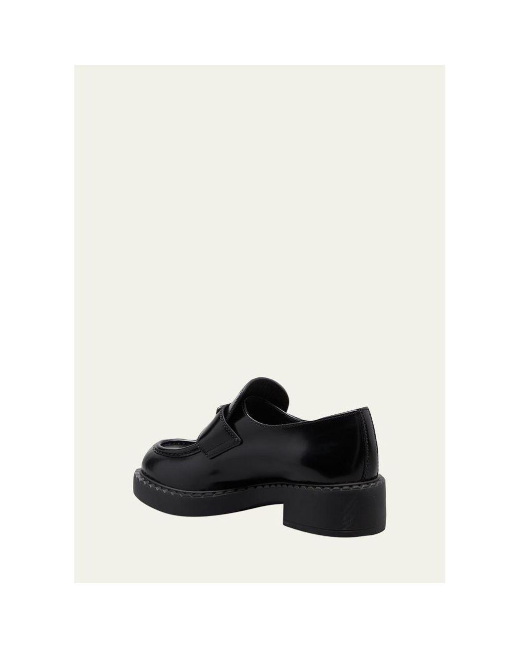 Prada White Leather Triangle Logo Loafers