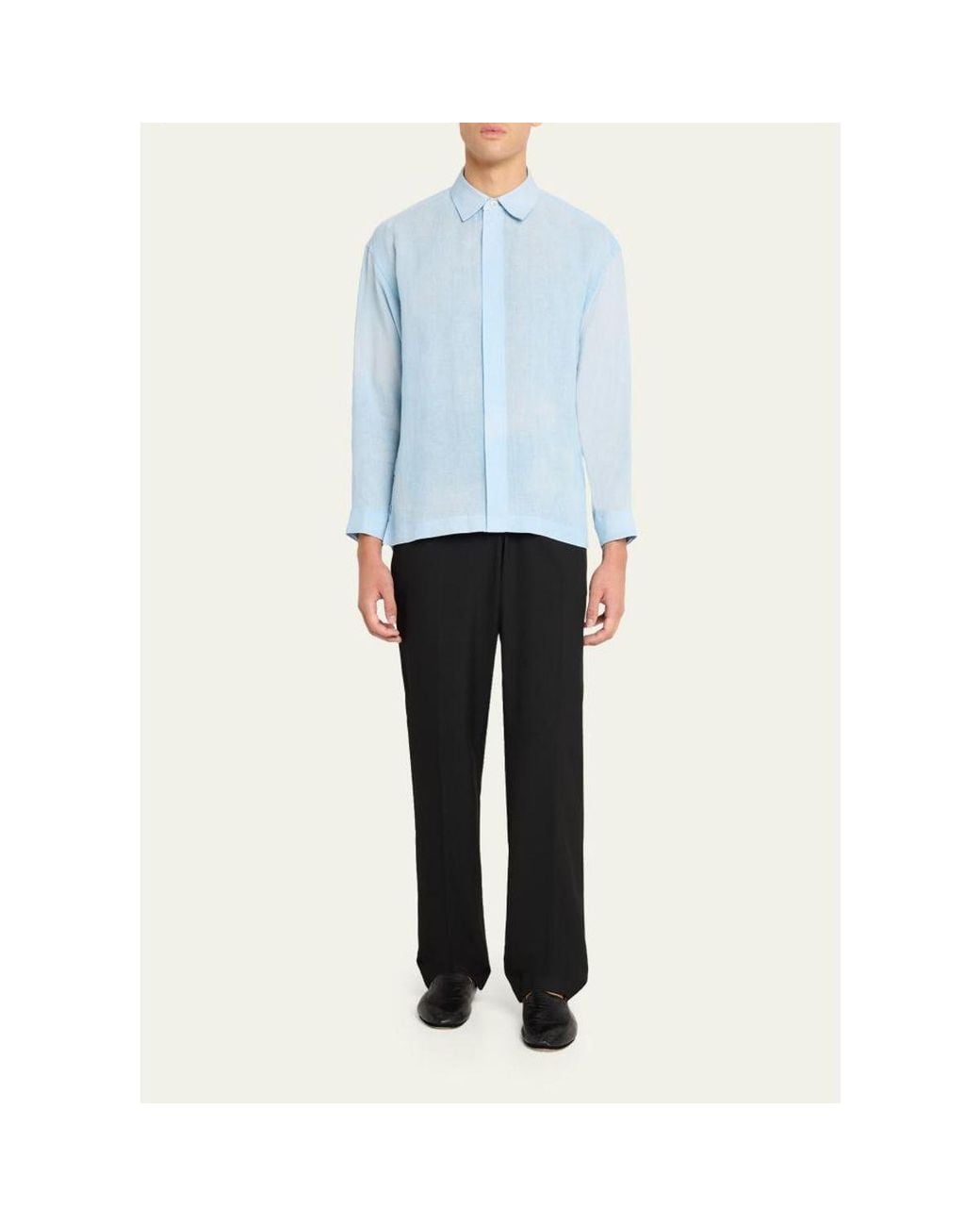 IM MEN Blue Floating Linen Button-Down Shirt for men