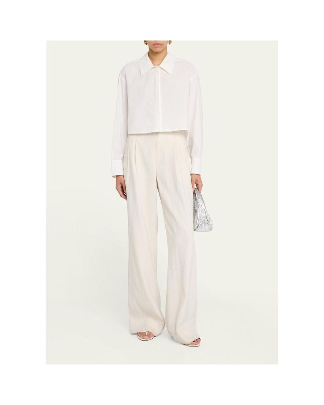 A.L.C. Natural Maude Cropped Button-Front Top