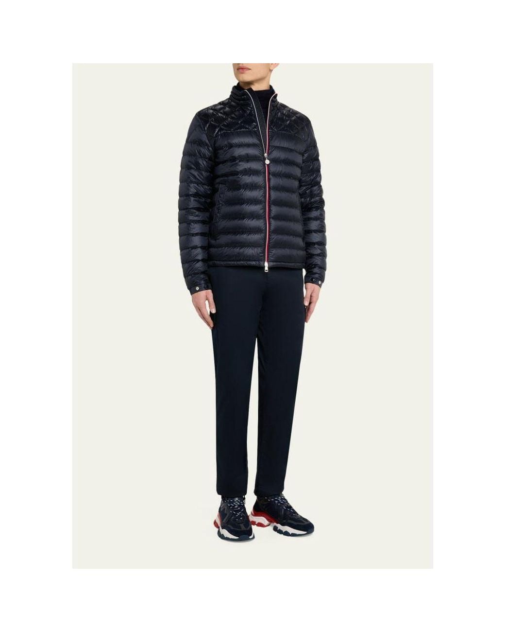 Moncler Blue Quilted Nylon Jacket for men