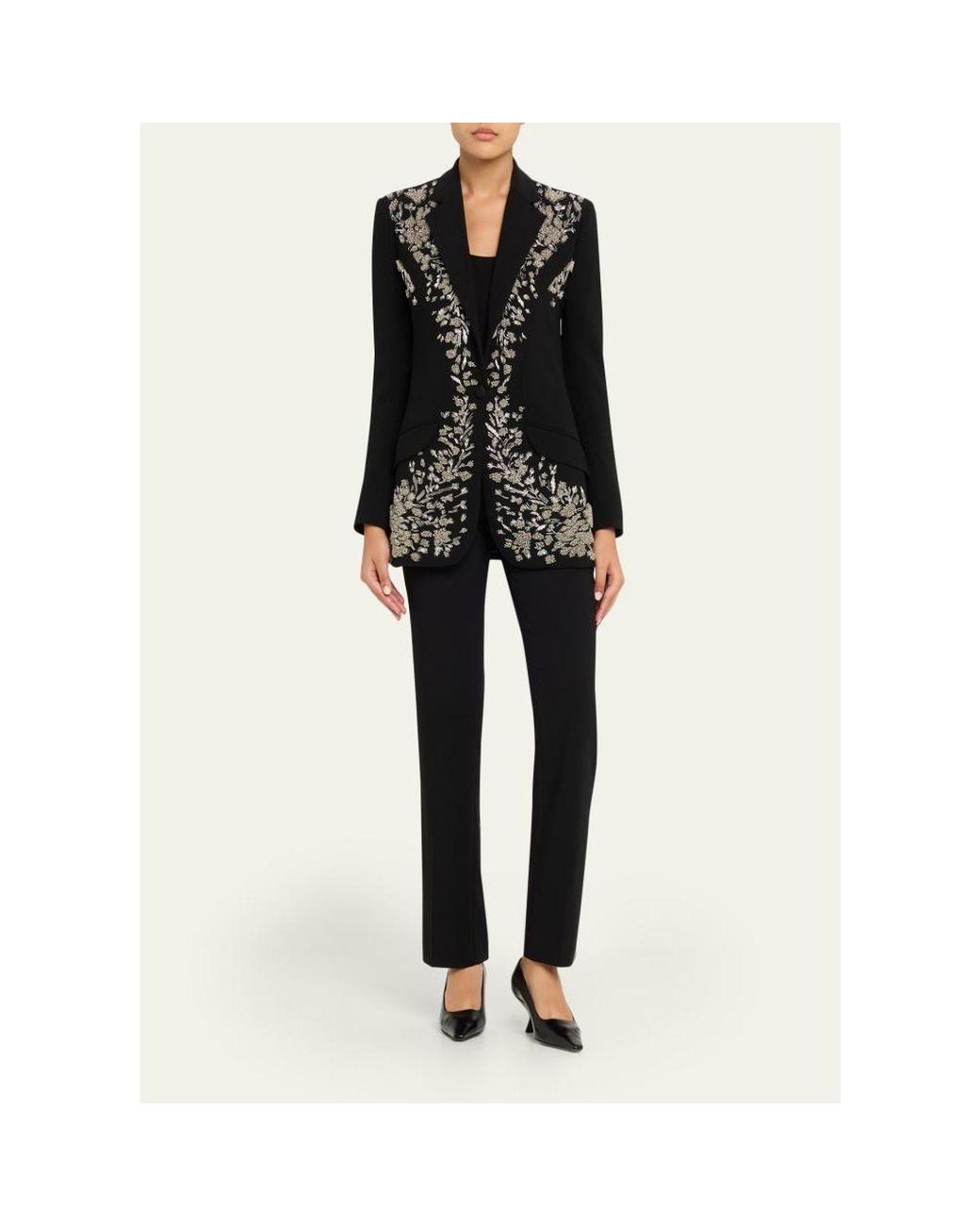Prabal Gurung Black Beaded Single-Button Blazer