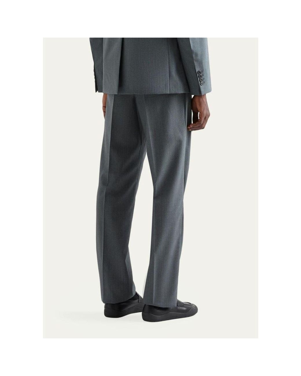 Prada Blue Mouliné Wool Pants for men