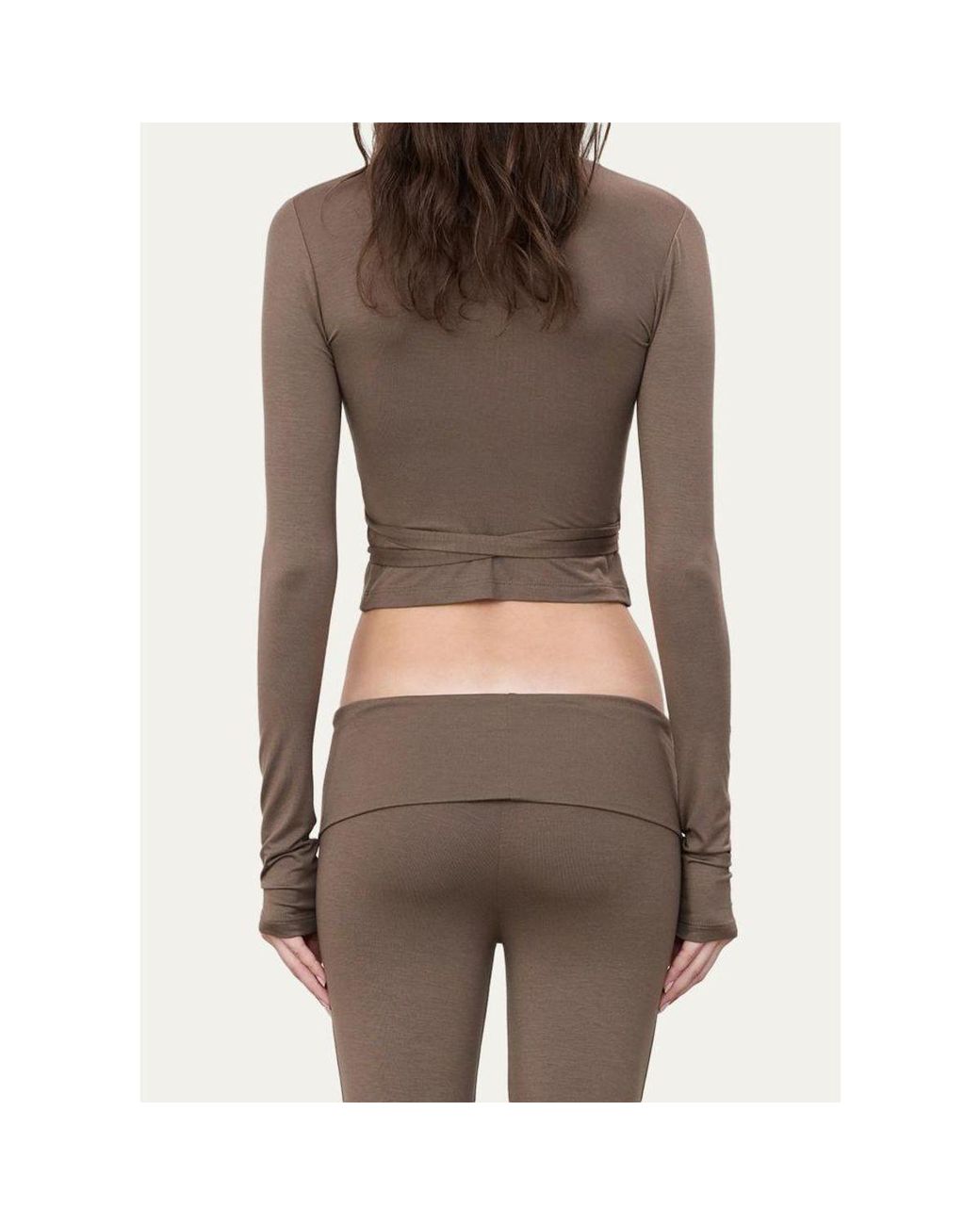 ÉTERNE Brown Jersey Wrap Top