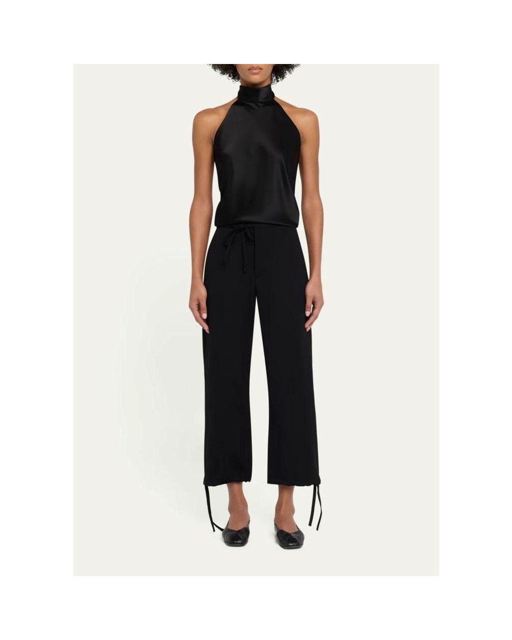 6397 Black String Wool Twill Trousers