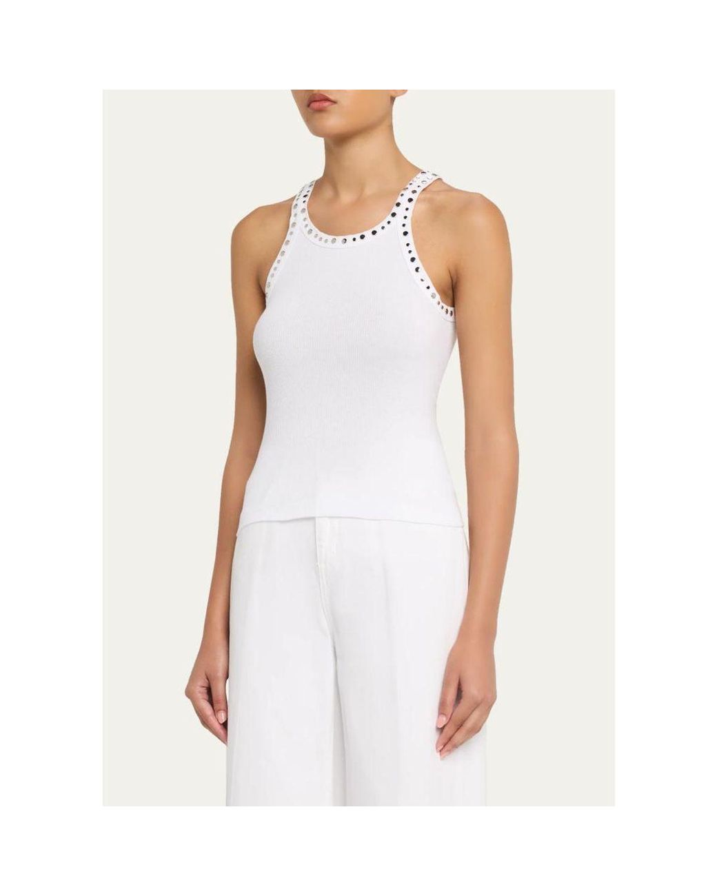 Re/done Natural Multi-Stud Ribbed Tank Top