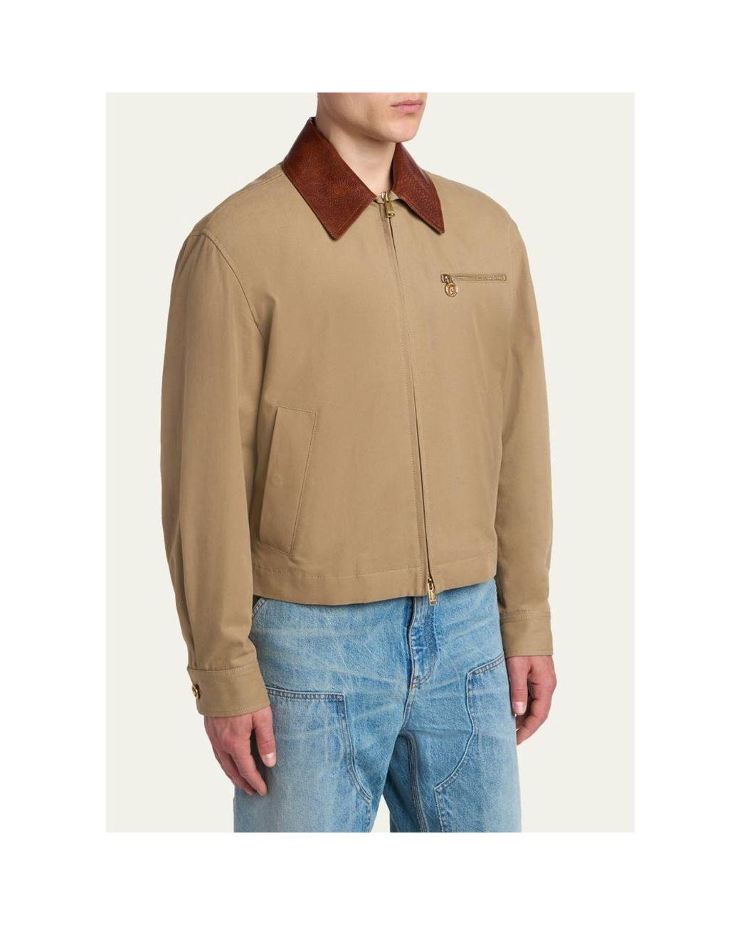 Versace Natural Leather Collar Blouson Jacket for men