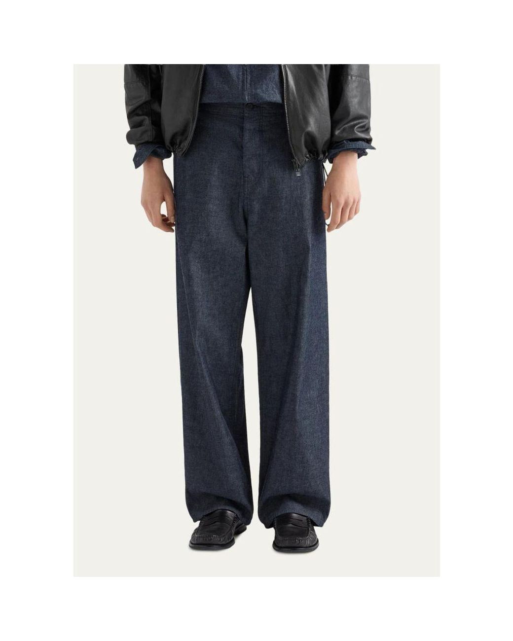 Prada Blue Washed Chambray Pants for men