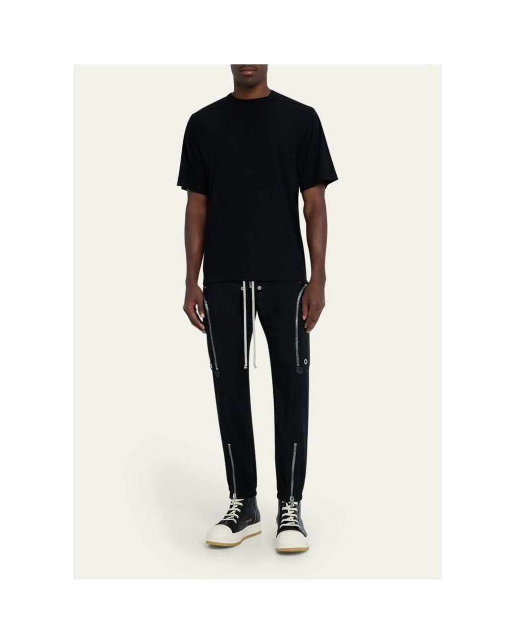 Rick Owens Black Zipped Wool Drawstring Pants for men