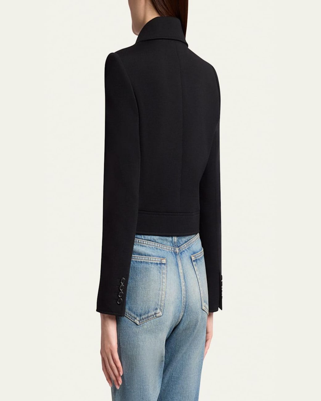 Saint Laurent Blue Collared Button Down Wool Jacket