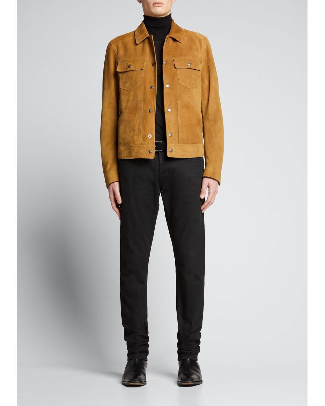 Tom Ford Buttery Suede Western Blouson Jacket in Blue for Men | Lyst