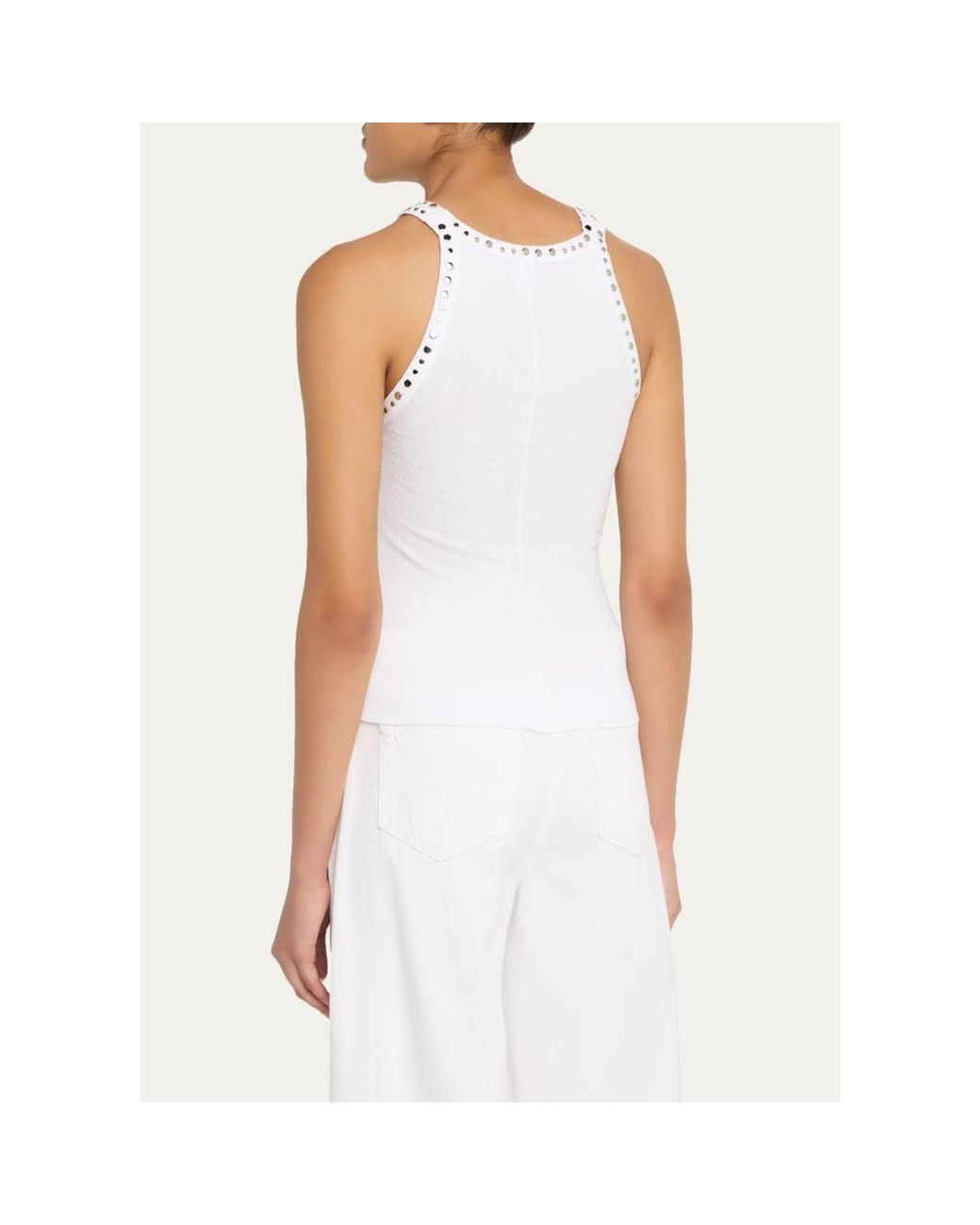 Re/done Natural Multi-Stud Ribbed Tank Top