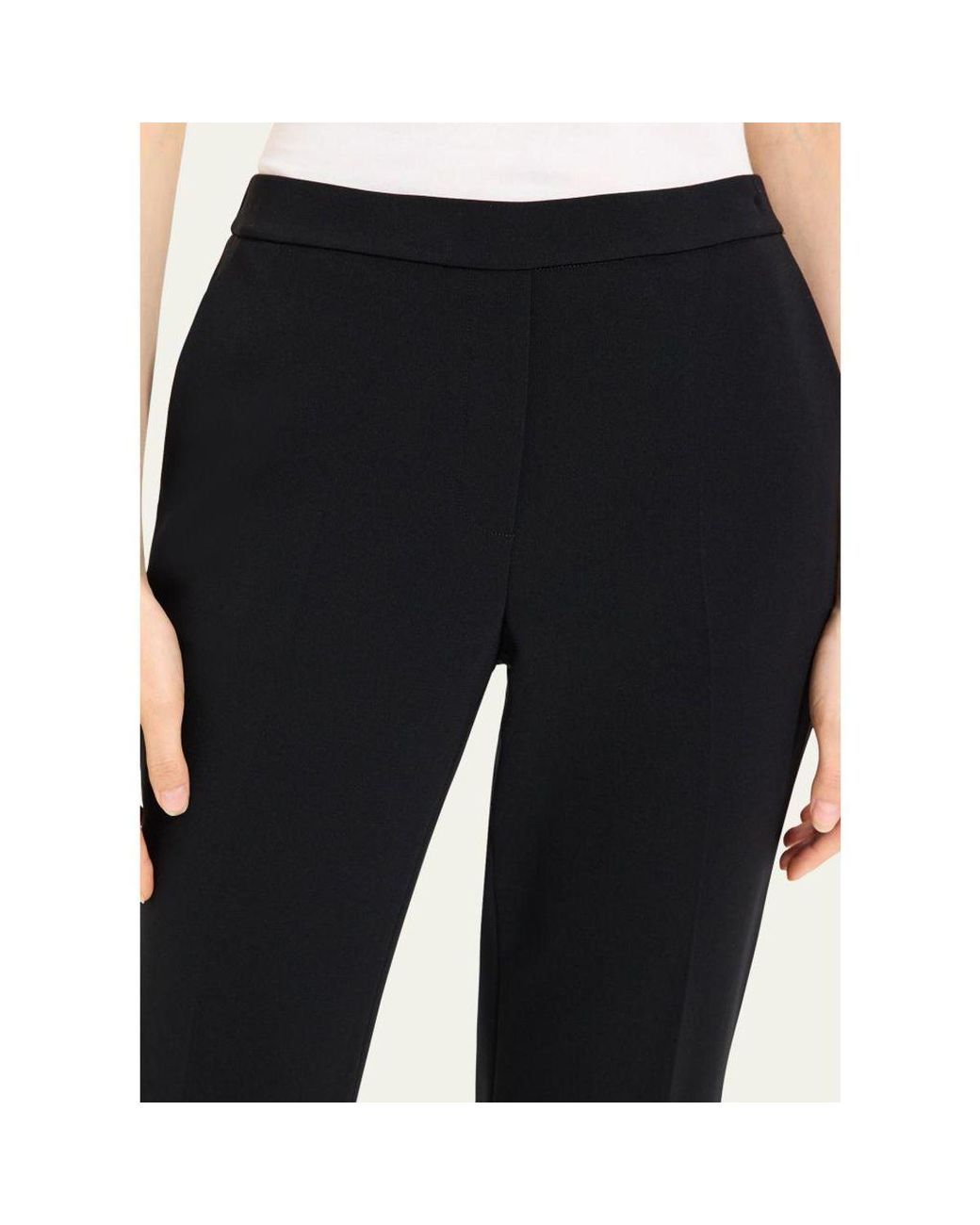 Theory Black Treeca Cropped Pull-On Pants