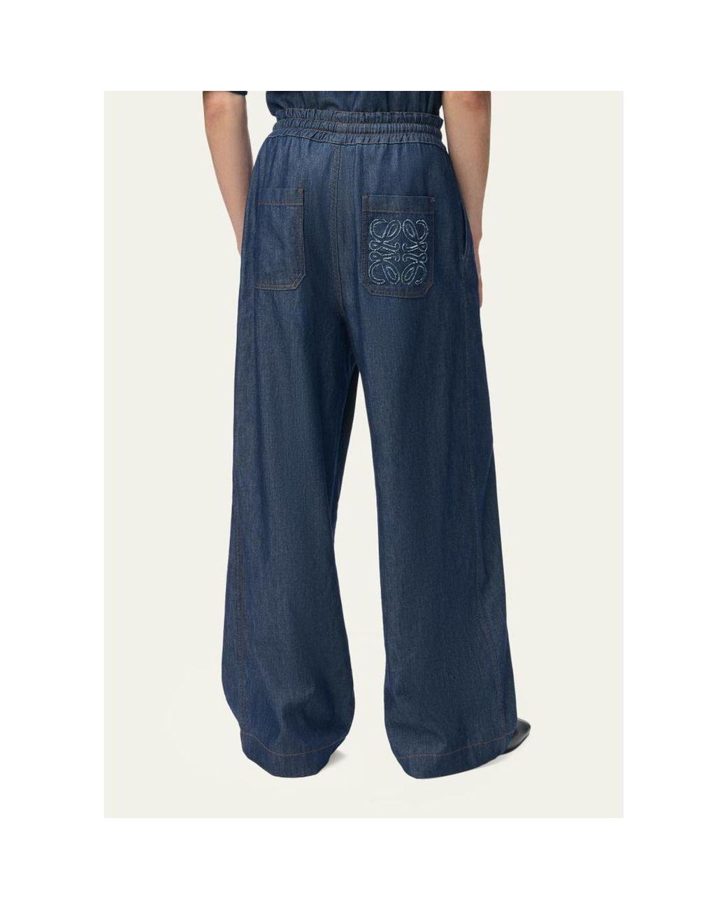Loewe Blue Denim Drawstring Trousers for men