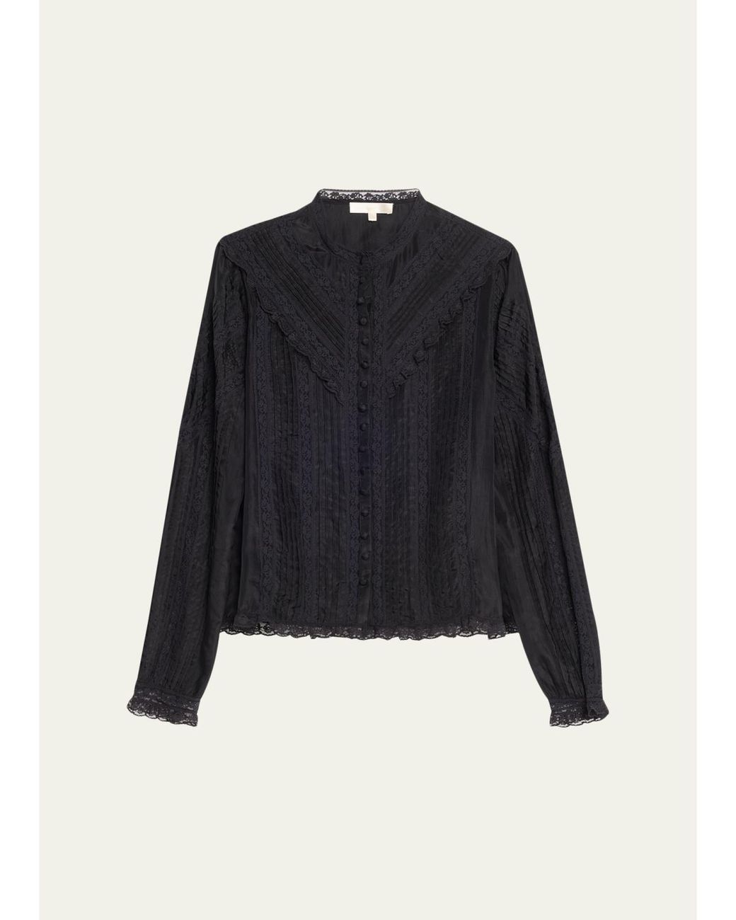 LoveShackFancy Blue Aralina Silk Blouse