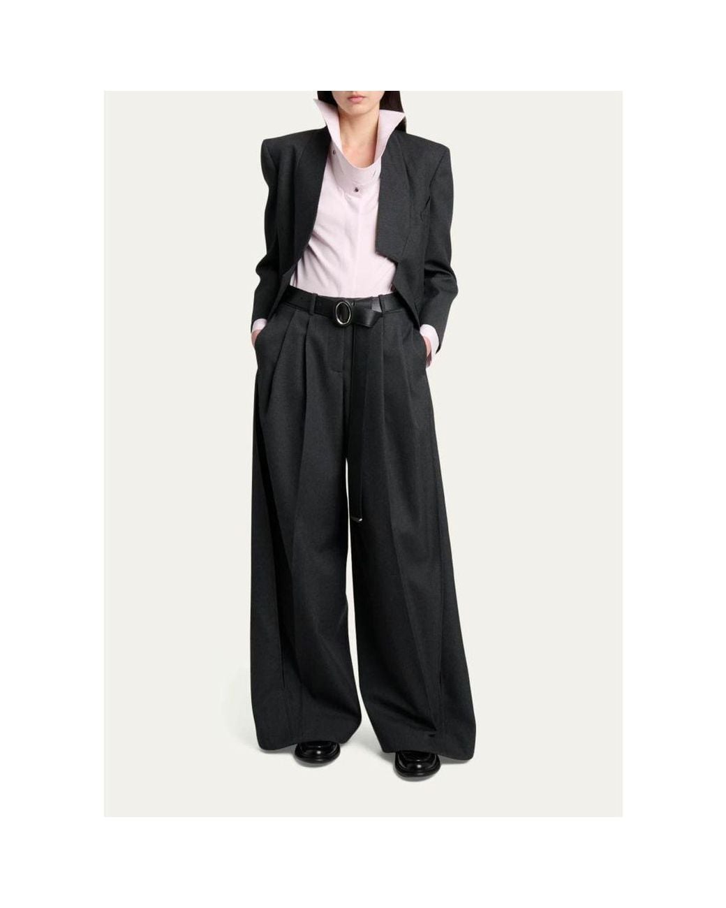 Givenchy Gray Wool Pleated Balloon Pants