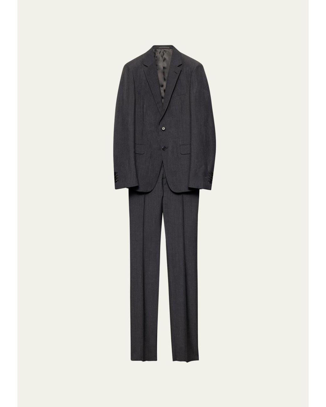 Prada Blue Mohair-Wool Solid Suit for men