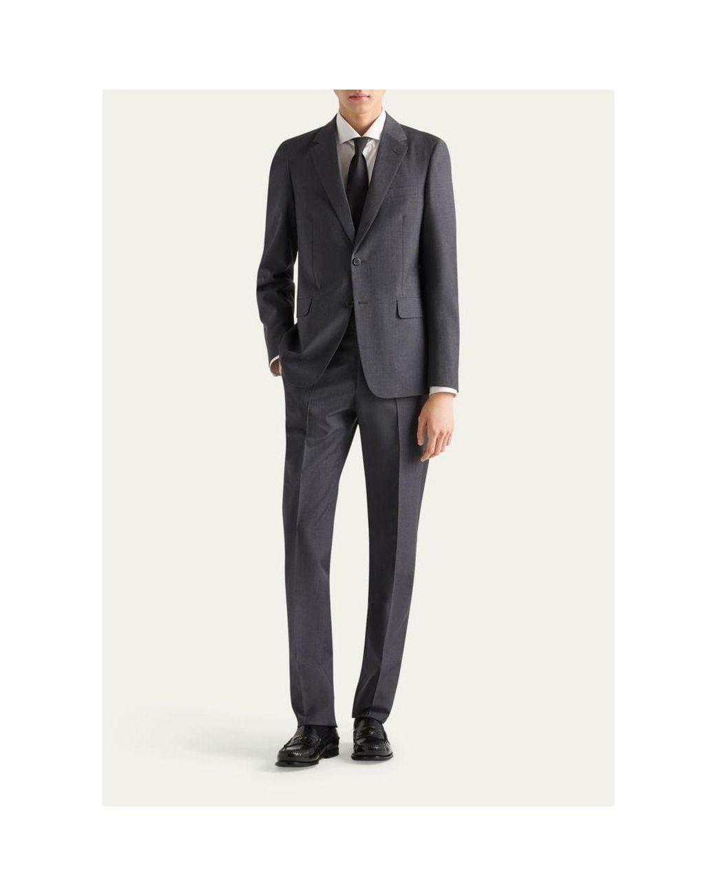 Prada Blue Mohair-Wool Solid Suit for men