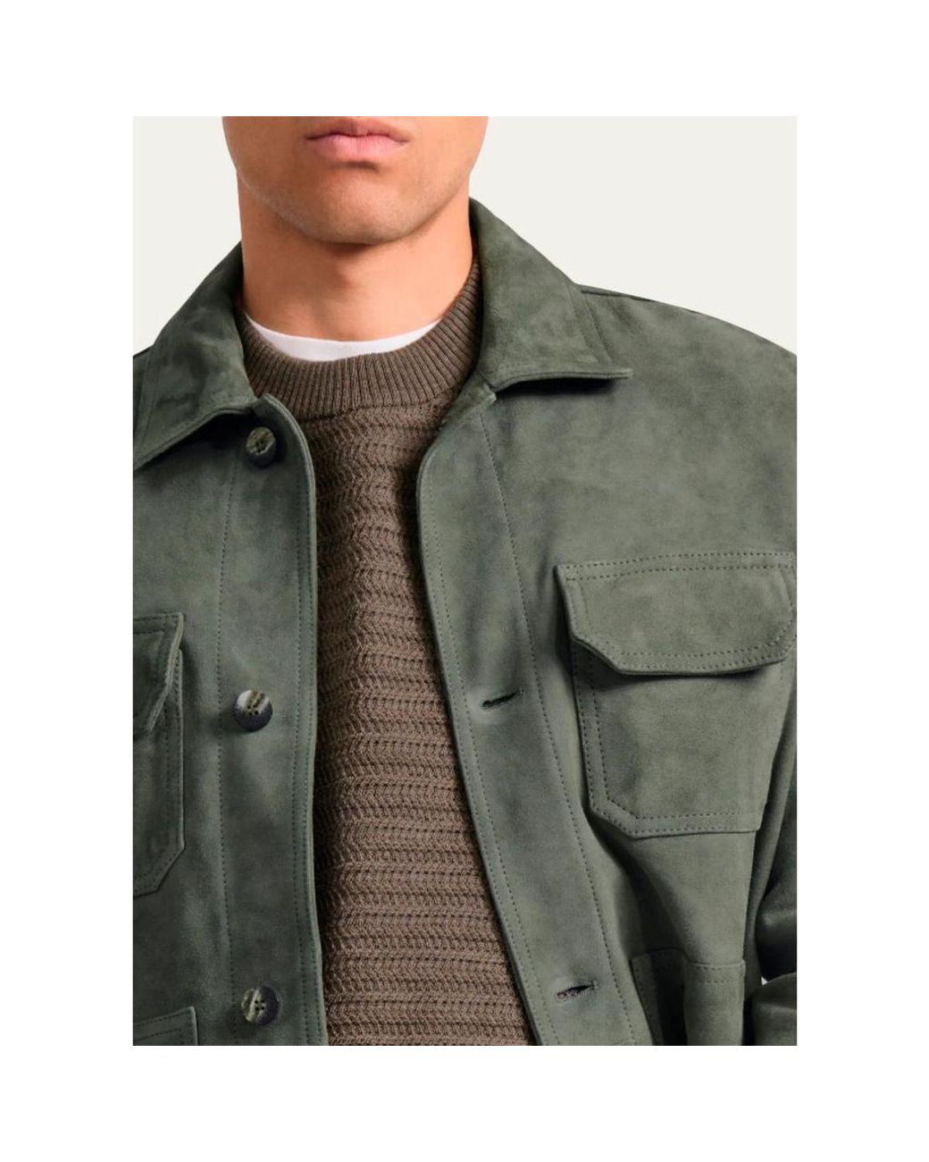 Frescobol Carioca Green Suede Chore Jacket for men