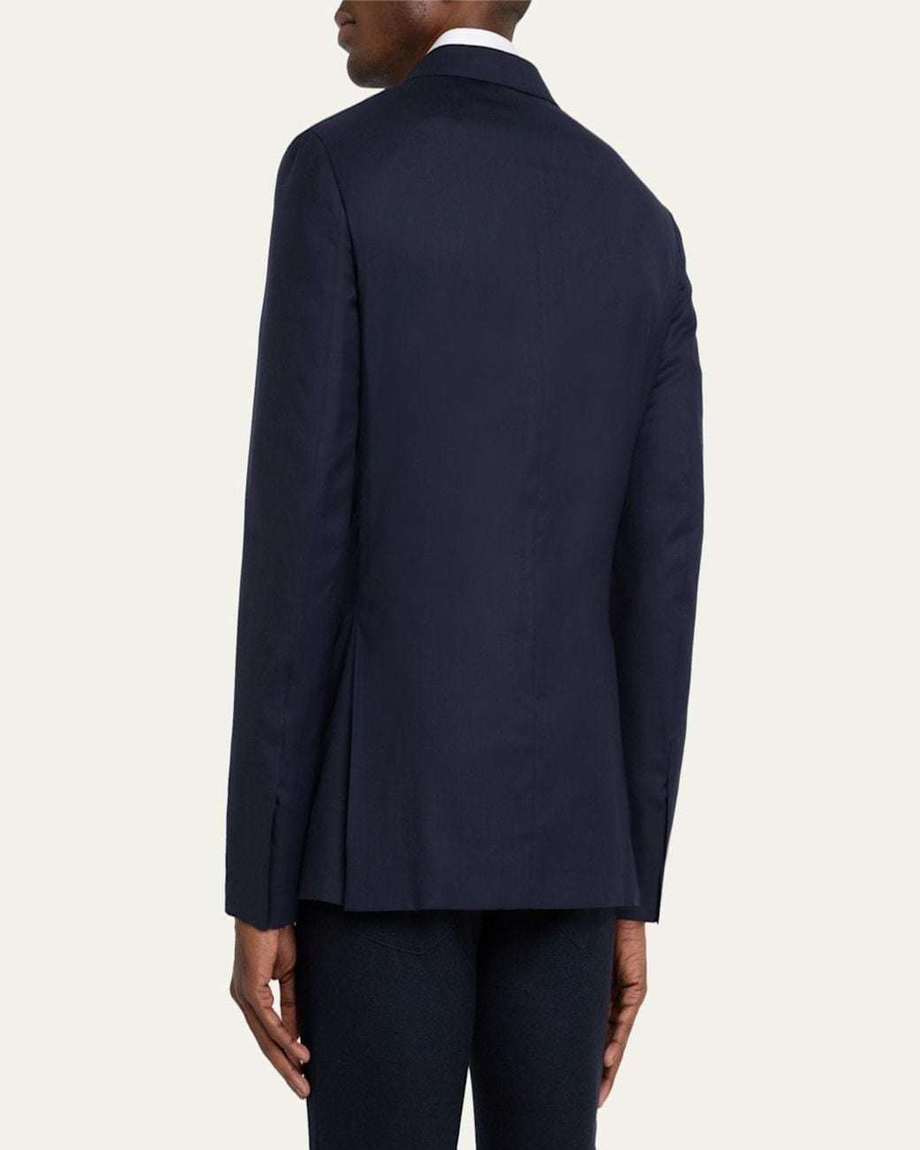 Brioni Blue Solid Wool-Silk Blazer for men