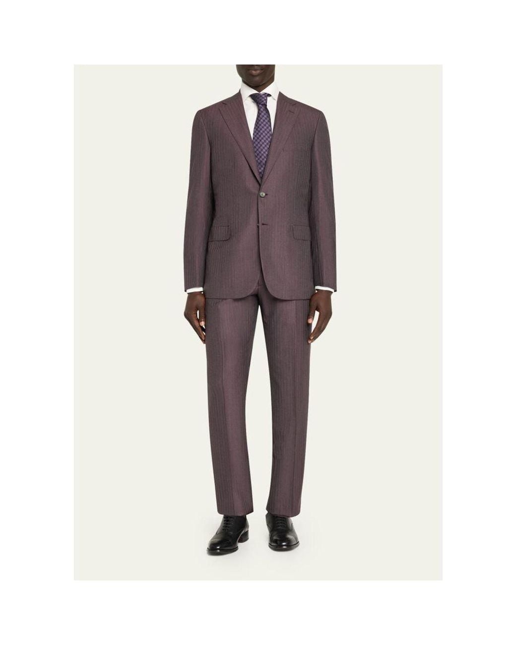 Brioni Multicolor Wool Herringbone Single-Breasted Suit for men