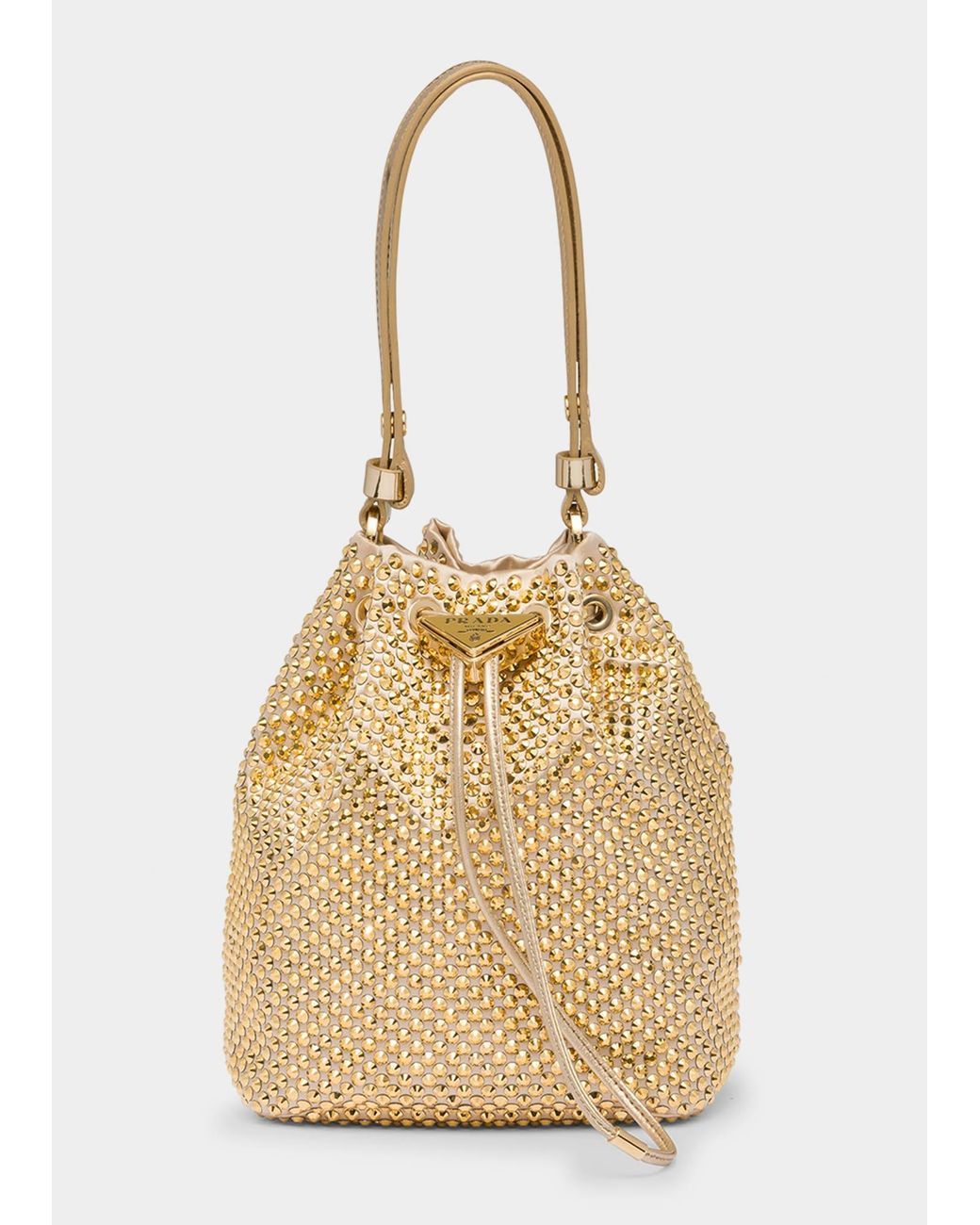 PRADA, Crystal Embellished Re-Edition Bag, Women, Gold F0522