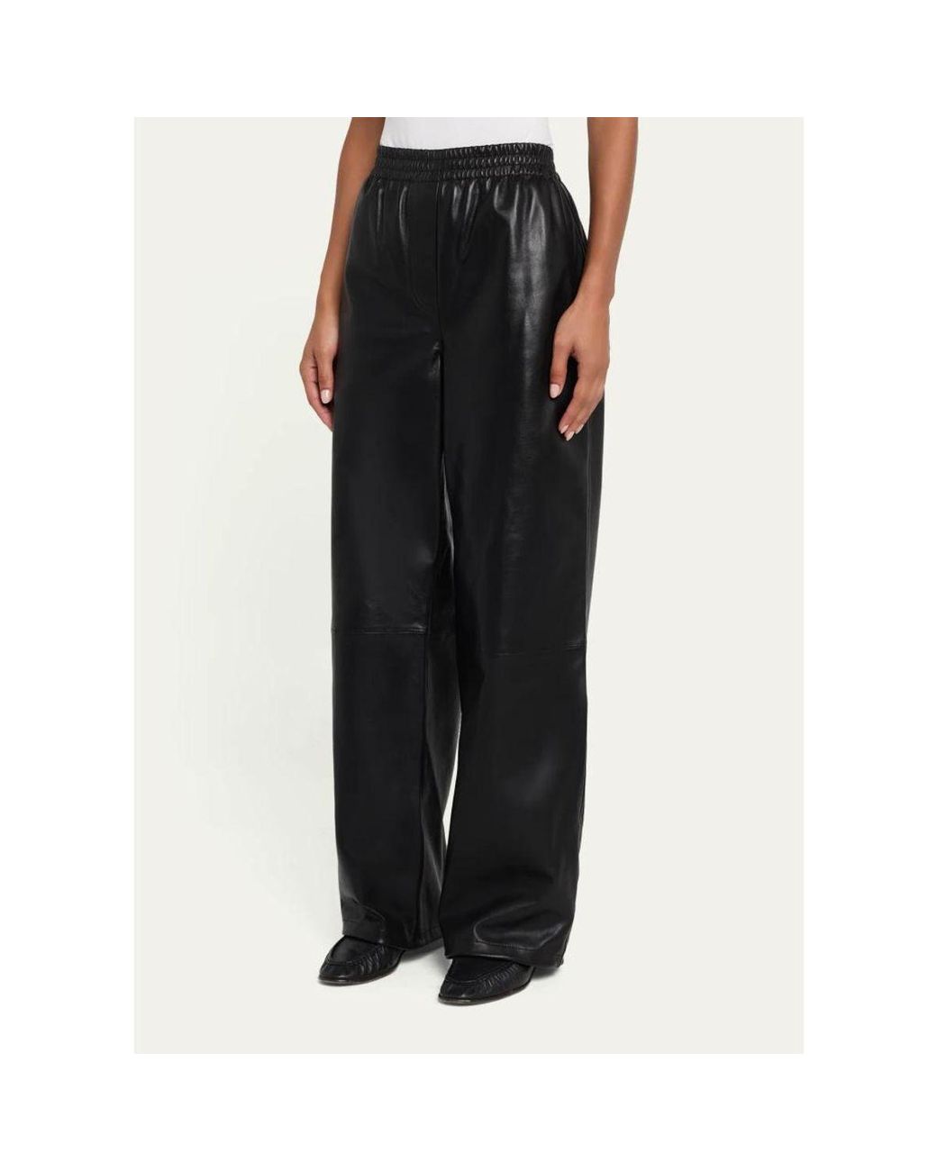 Jonathan Simkhai Black Corrine Leather Pull-On Pants