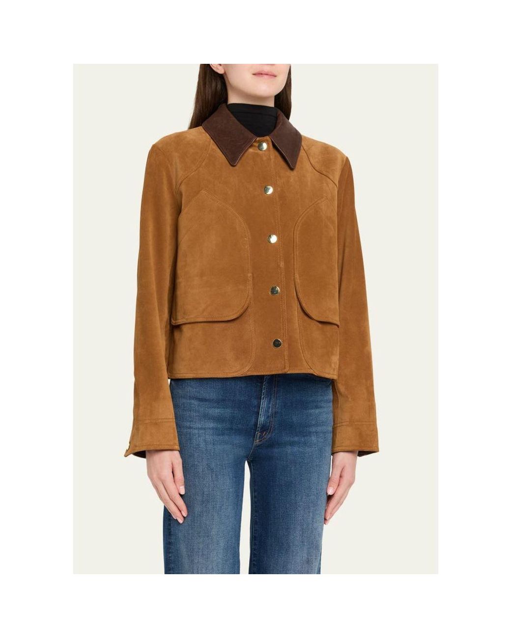 Veronica Beard Brown Walters Cropped Suede Jacket