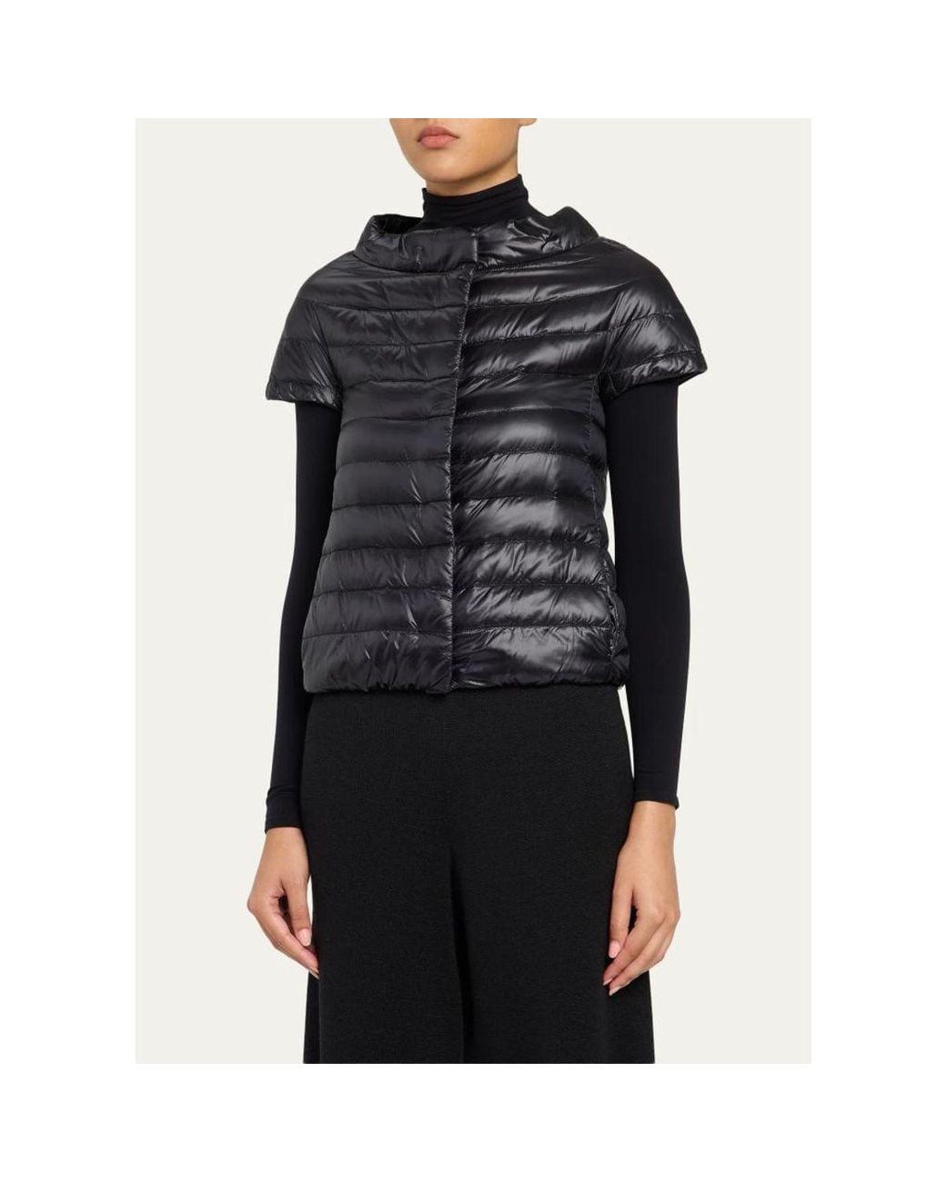 Emilia First Dates Herno Emilia Water-Resistant Ultralight Nylon Puffer Cape in Brown | Lyst
