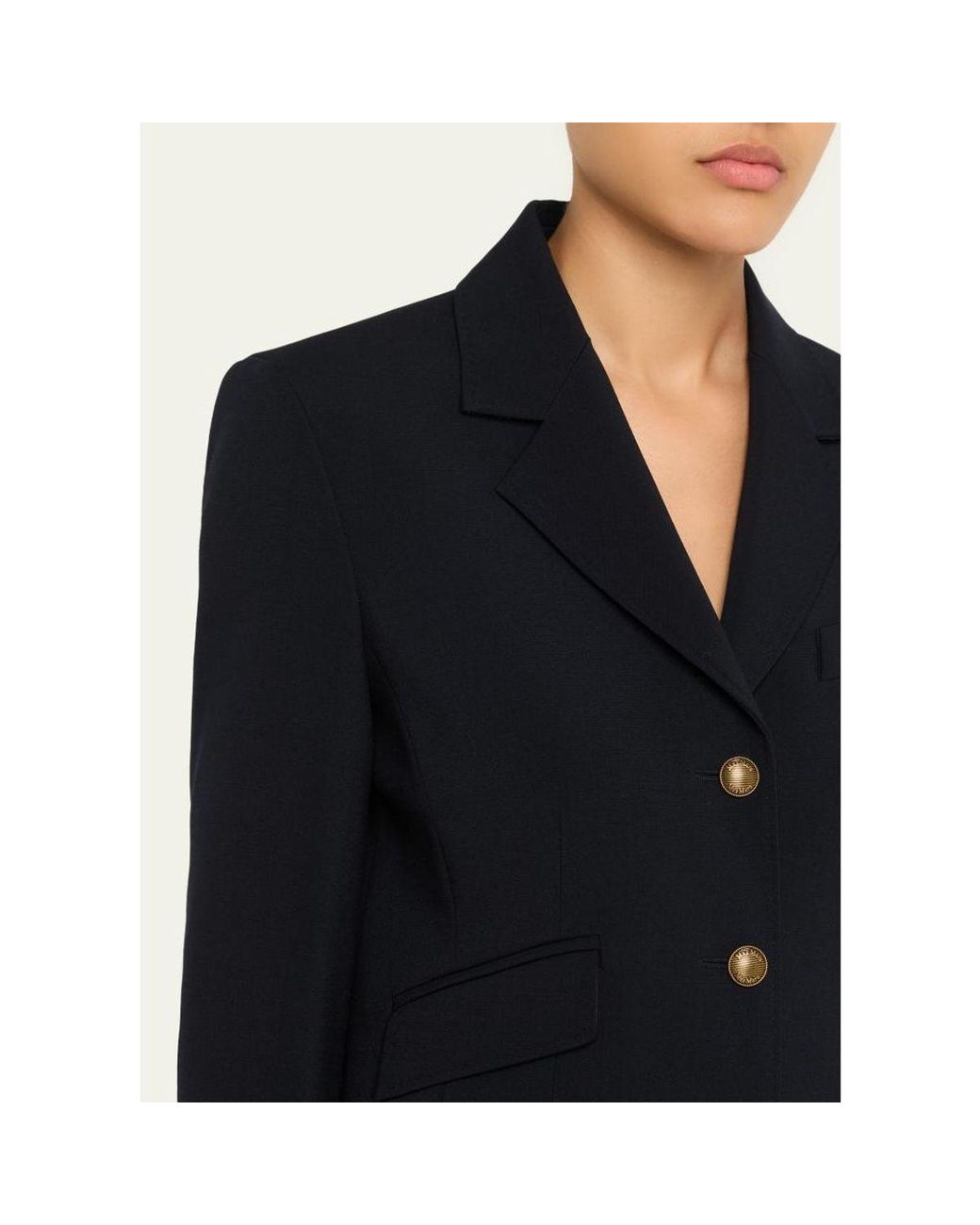 Max Mara Blue Single-Breasted Stretch Wool Jacket