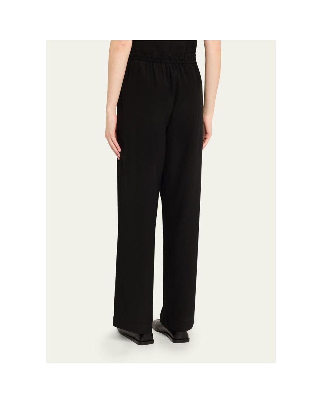 Matteau Black Silk Drawstring Trousers
