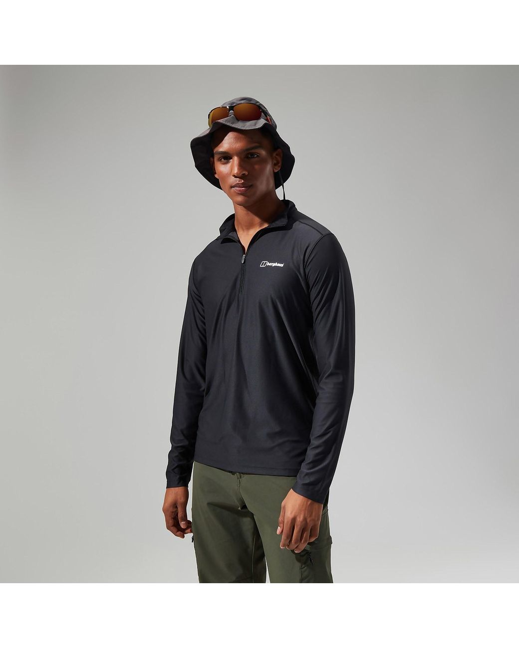 Berghaus Black 24/7 Tech Tee Long Sleeve Half Zip for men