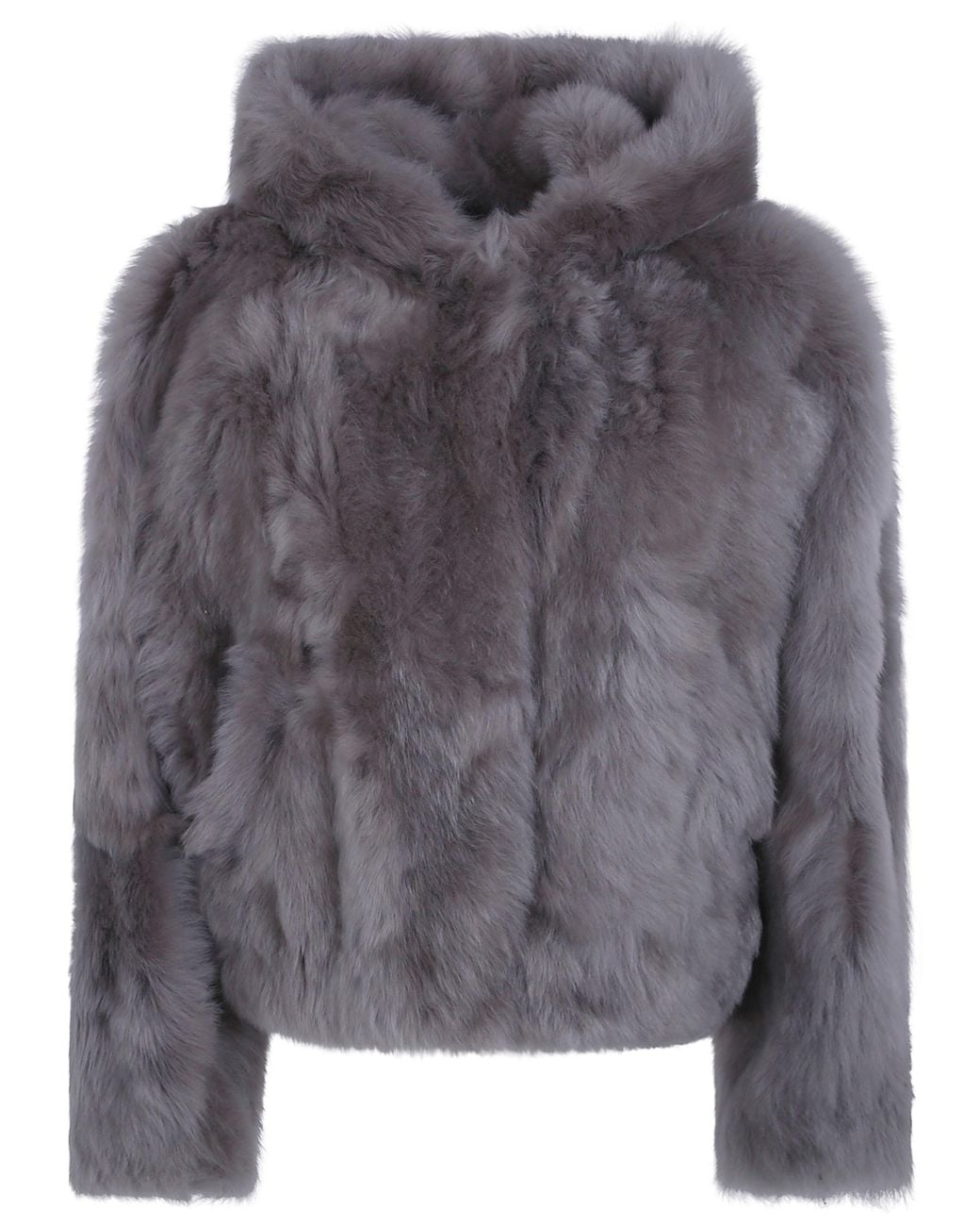 Blancha Gray Jacket Furry Hooded "Toscana Shearling"