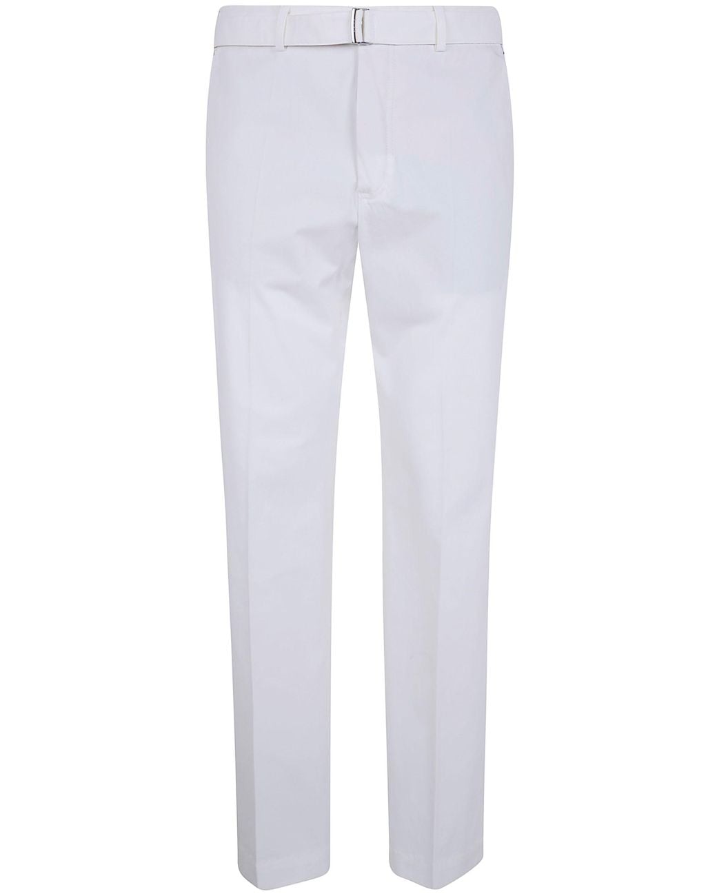 Incotex White Belted Classic Chino Trousers for men