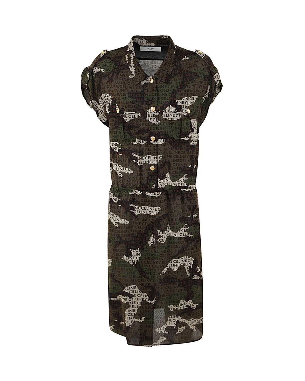 Céline Black Robe Chemise Poches Army