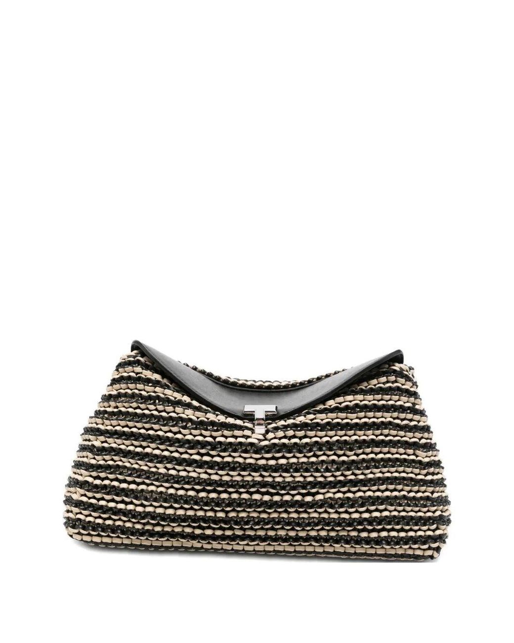 Totême Black "T-Lock" Leather Clutch Bag