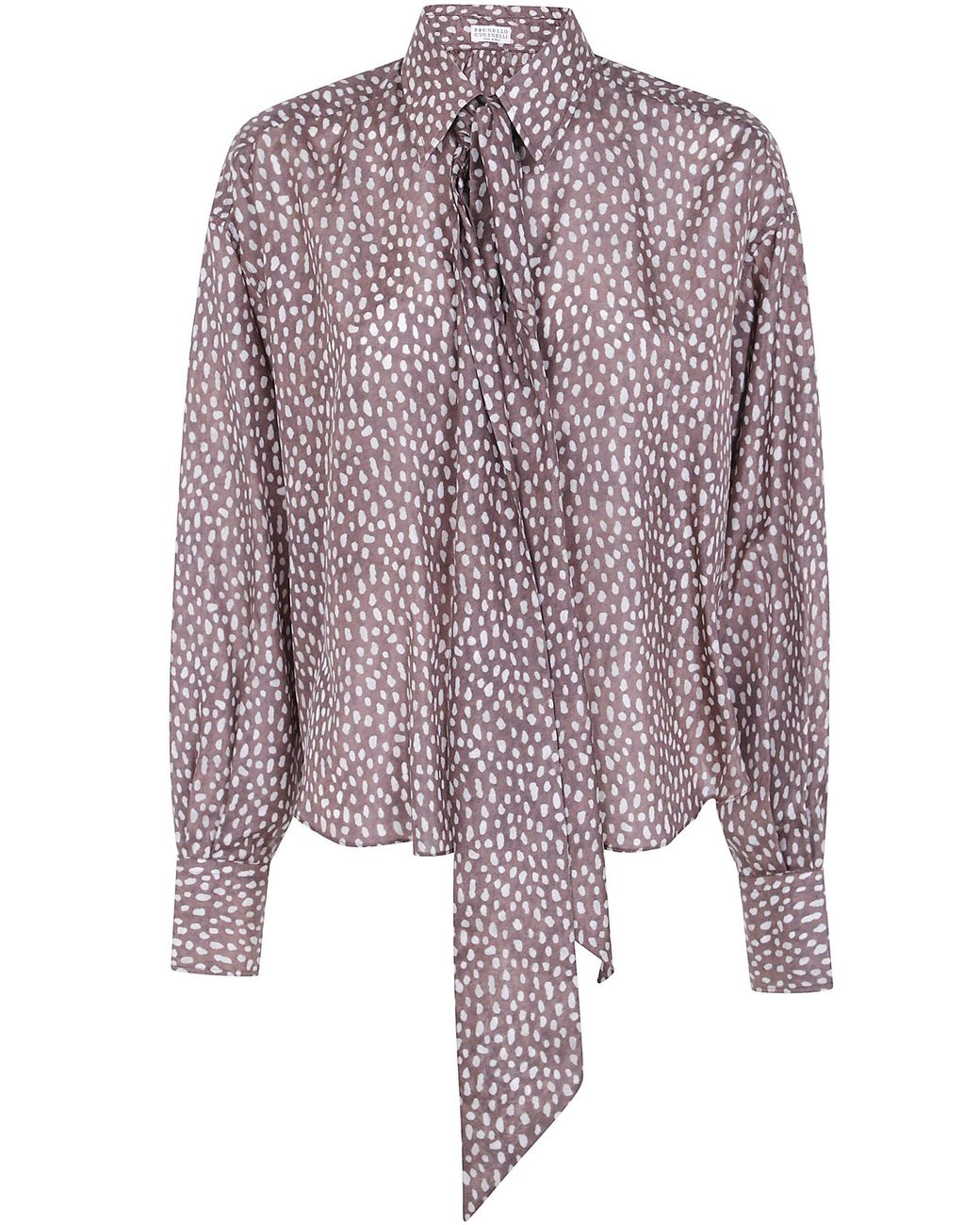 Brunello Cucinelli Brown Ribbon Flowers Pattern Shirt