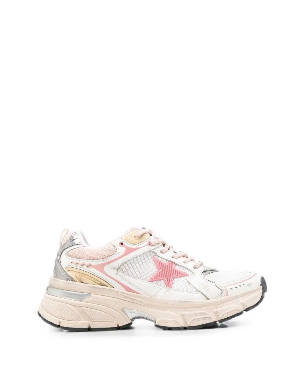 Golden Goose Deluxe Brand Pink Chunky Mesh Sneakers With Metallic Accents