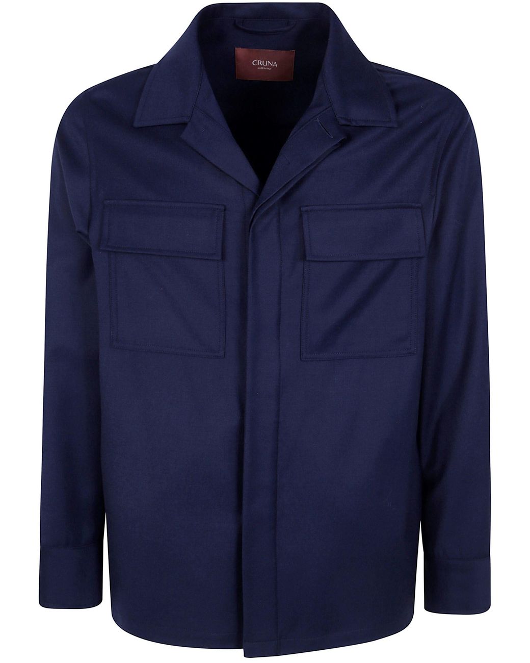 Cruna Blue Shirt Chest Flap Patch Pockets "Bruges" for men