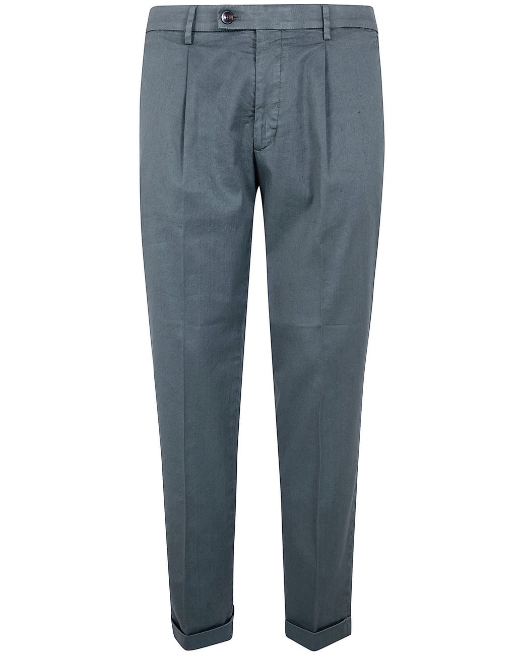 Michael Coal Blue Linen Classic Trousers for men
