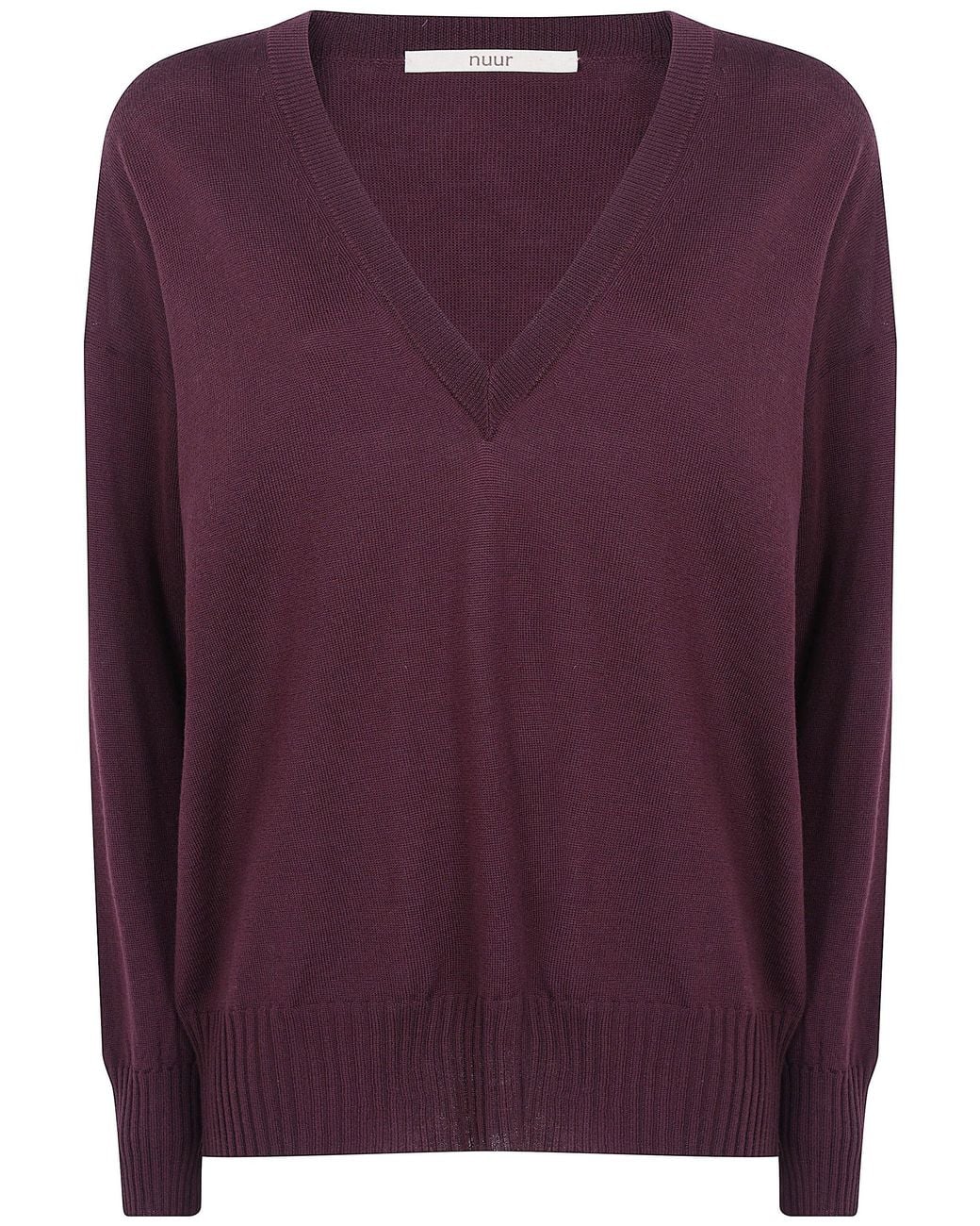 Nuur Purple Sweater V Neck Long Sleeves