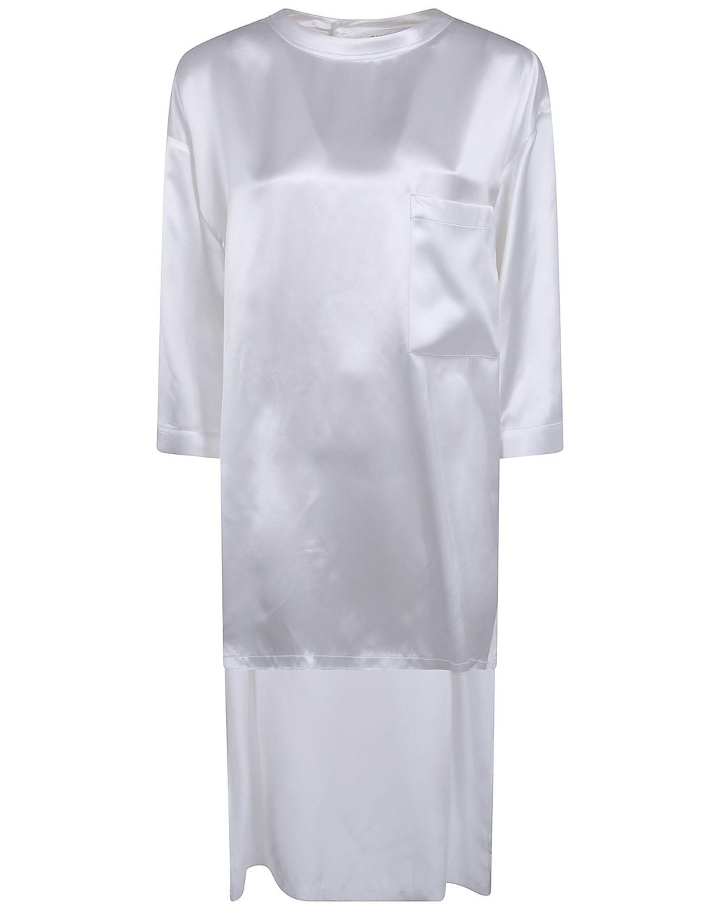 DARKPARK White 'Tara' Satin Asymmetric Shirt