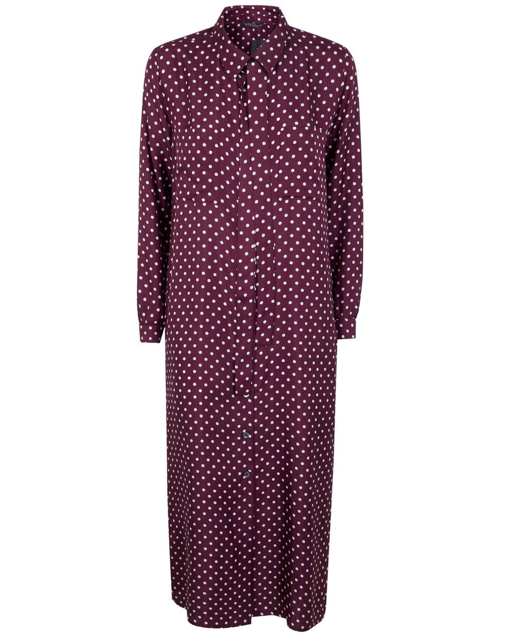 Laura Urbinati Purple Belt Long Sleeves Shirt Dress