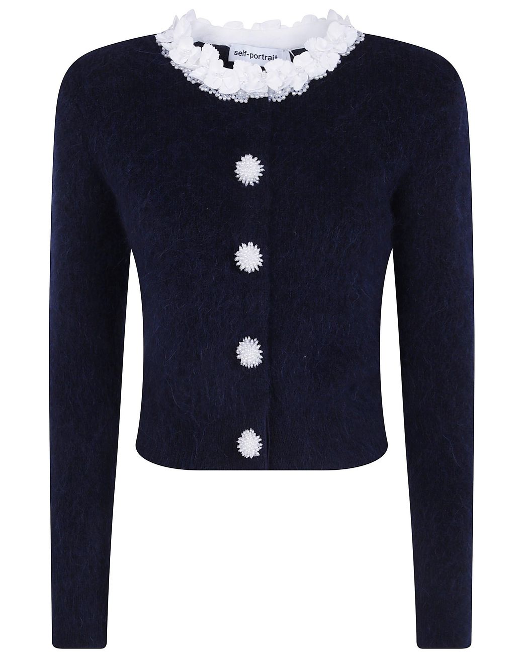 Self-Portrait Blue Chunky-Knit Long-Sleeve Jumper for men