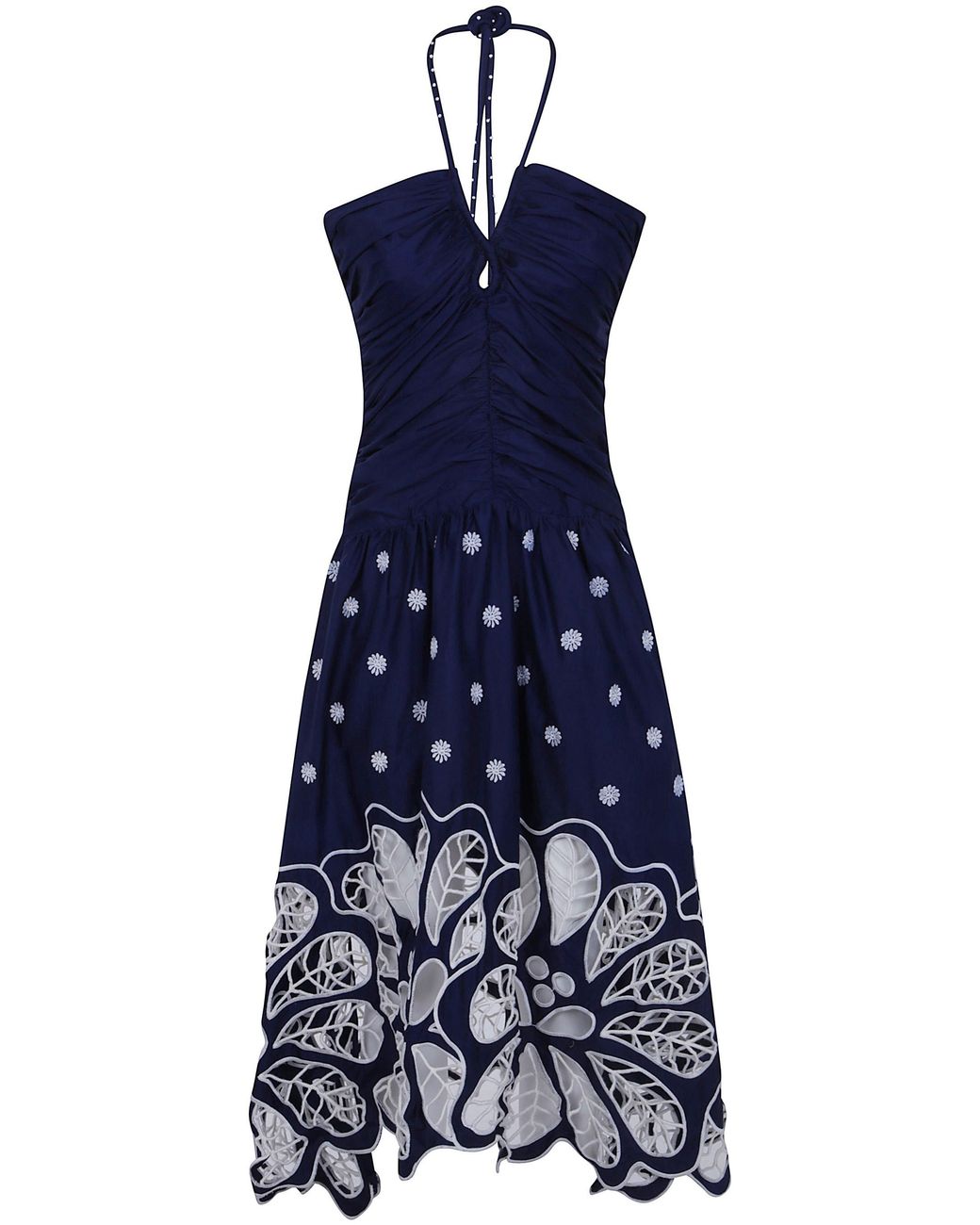 Farm Rio Blue "Bicolor Richilieur" Sleeveless Midi Dress