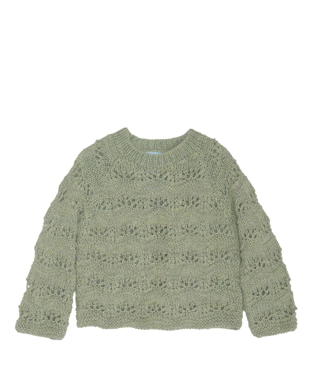 SERENDIPITY ORGANICS Green Sweater Handknit "Alpaca Wave"