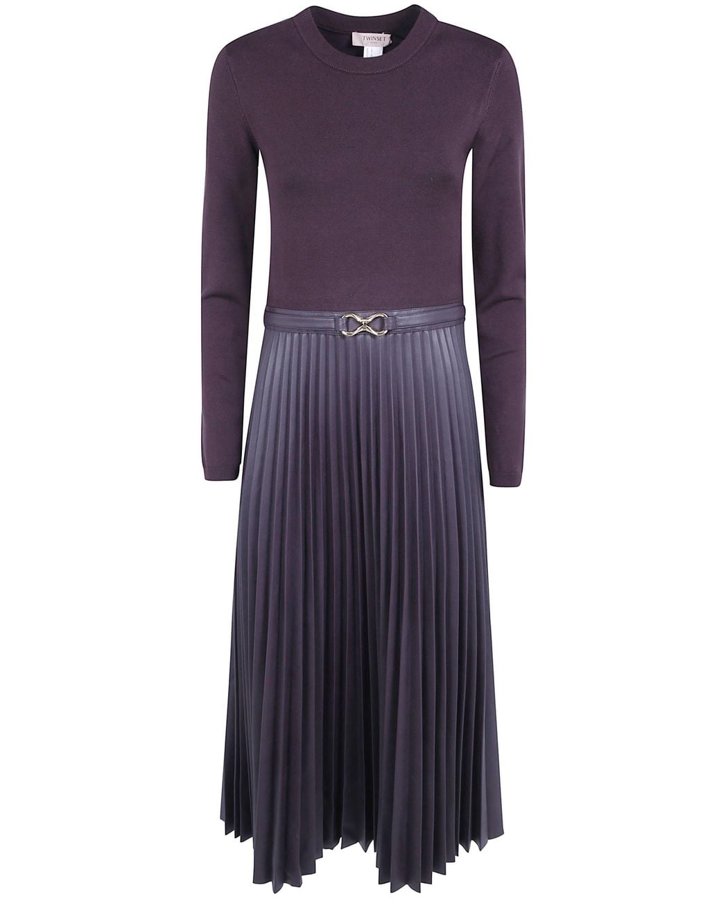 Twinset Purple Dress Belted "Long Sleeved Belted Dress"