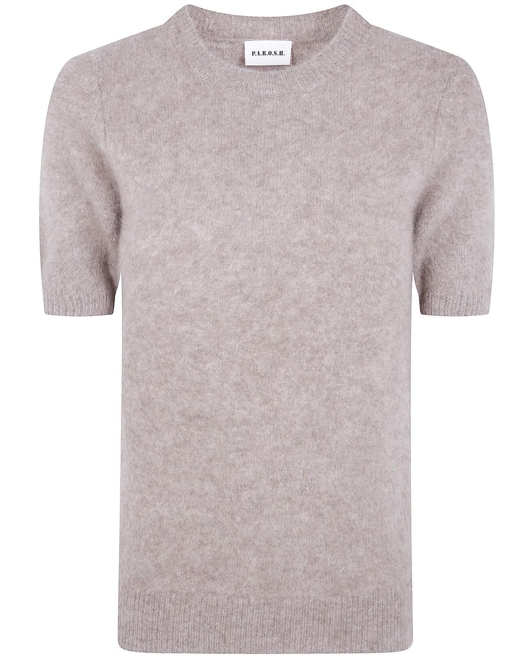 P.A.R.O.S.H. Gray P. A.R. O.S. H. Sweater Short Sleeves "Yak Round Neck"