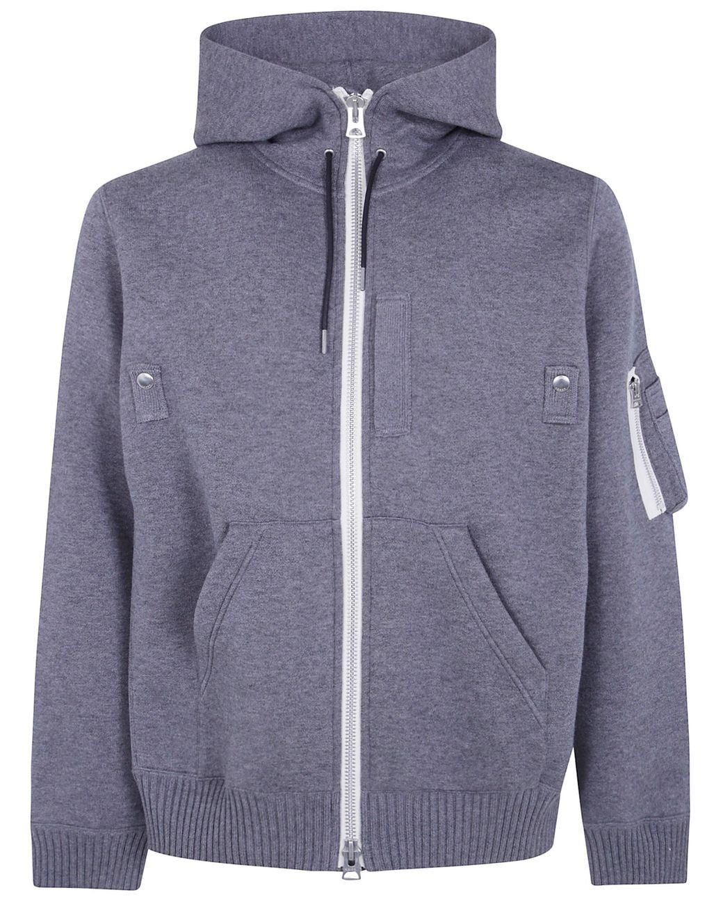 Sacai Purple Sweatshirt Zippered "Cotton Cashmere Knit Hoodie" for men
