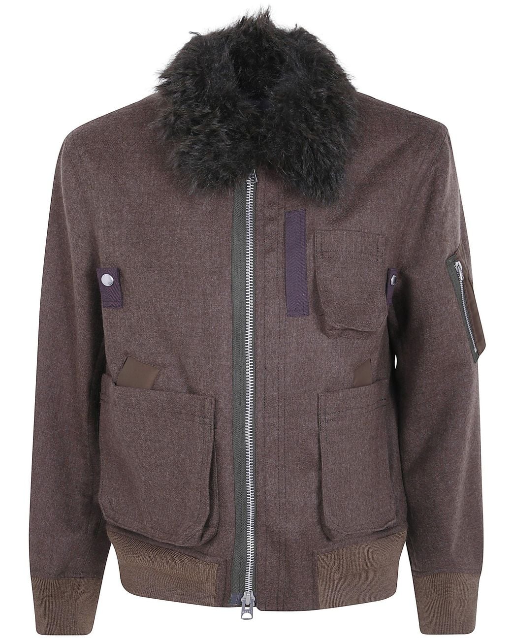 Sacai Brown Jacket Wool Melton Blouson for men