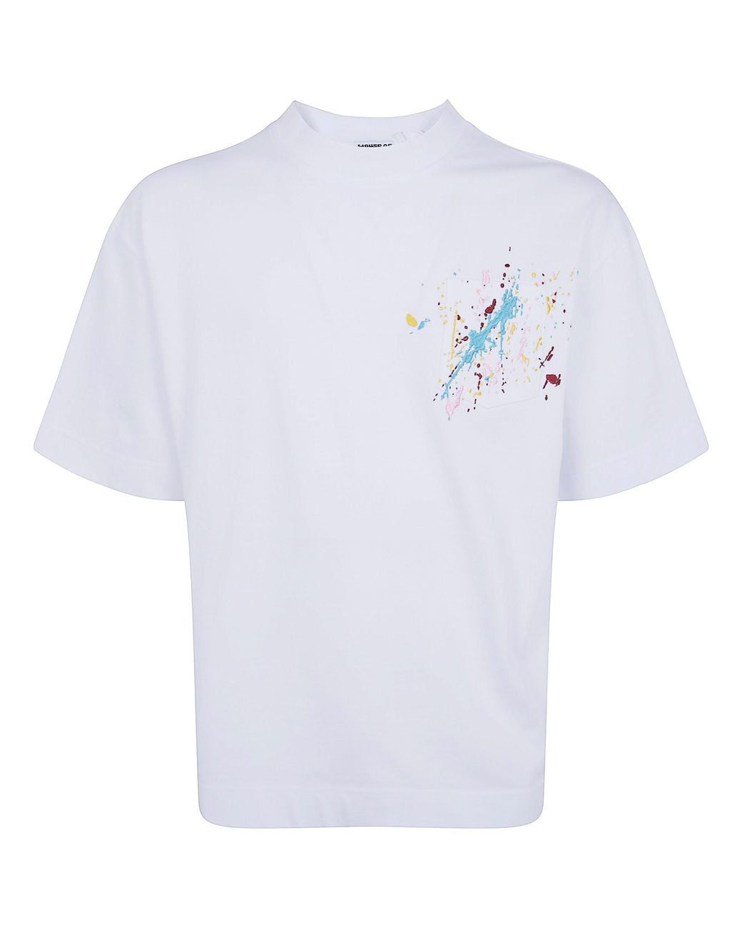 House of Errors White T-Shirt Embroidered "Paint Splatter" for men